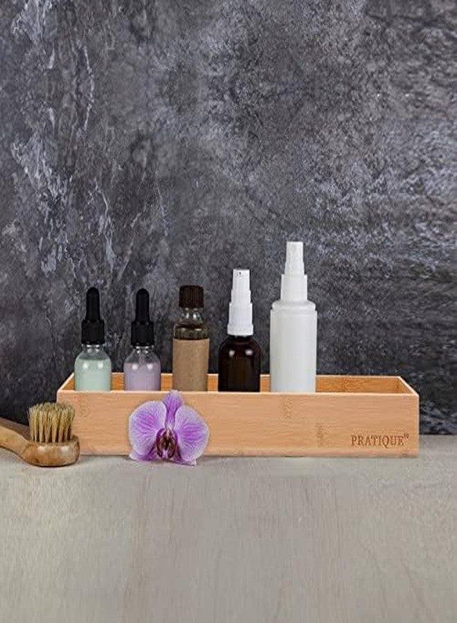 PRATIQUE Bamboo Drawer Organizer,Kitchen Utensil Organizer Silverware Tray,Cutlery Holder, Wood Storage Box for Flatware, Makeup, Bathroom, Office Desk (Bamboo, 15 * 3 * 2.6) - Image 4